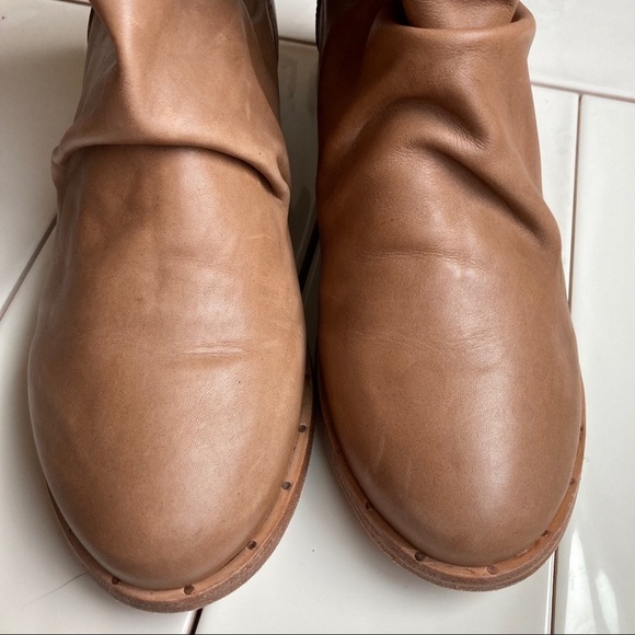 Beek Ostrich Slouch Saddle Boots Sz 8.5 Caramel - Picture 3 of 8